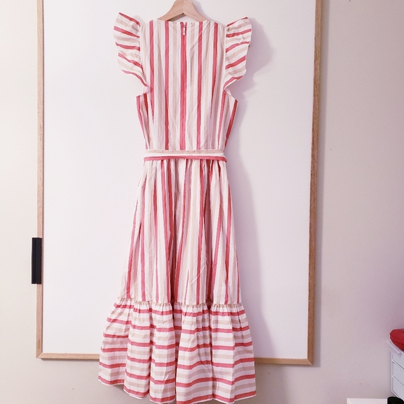 KATE SPADE BNWOT pink striped poplin midi dress - Picture 12 of 14